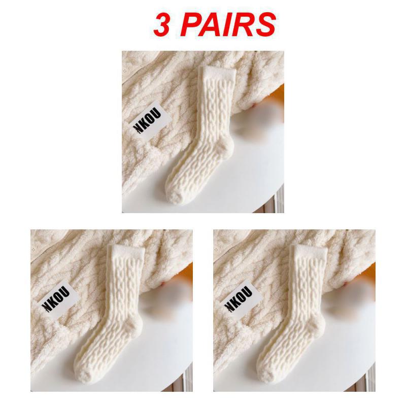1/3/5PAIRS Winter Socks Thicken Wear-resistant -calf Socks Anti-slip Long Cotton Socks Coral Fleece Soft Cotton Socks