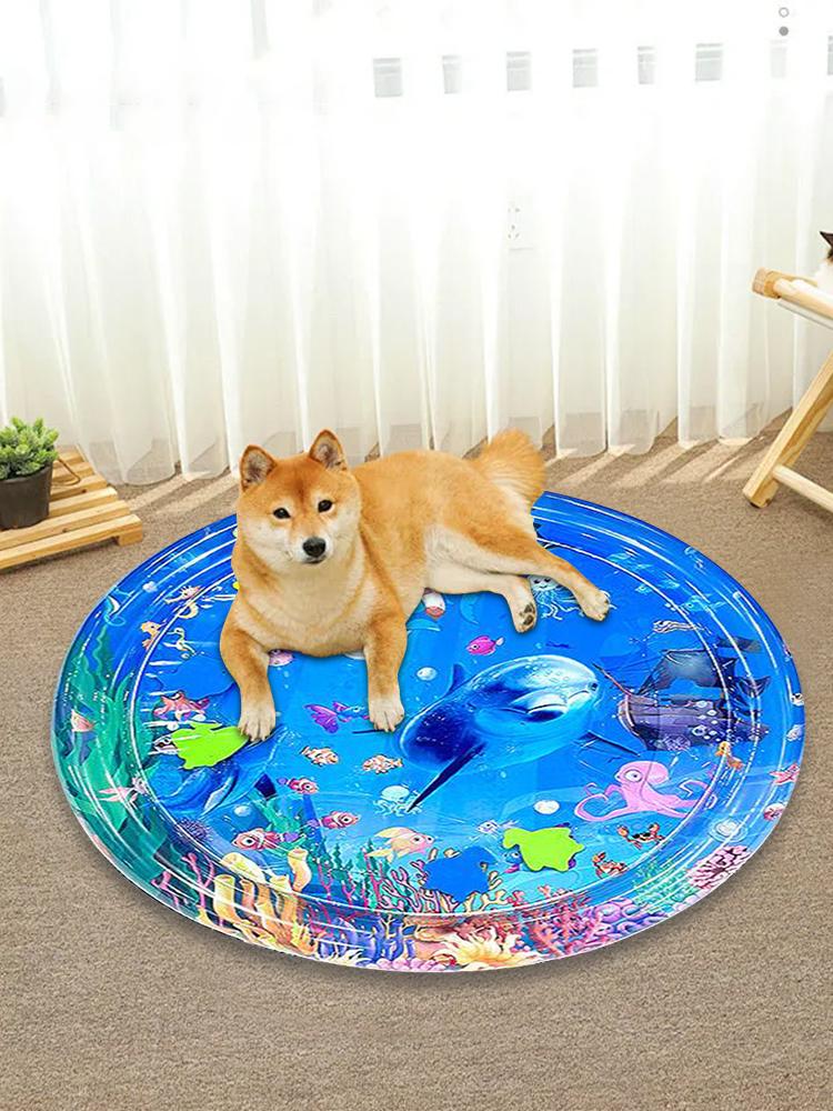 Cat Water Mat with Air Pump Summer Cooling Pad Cat Water Sensor Play Mat for Indoor Cats Kitten