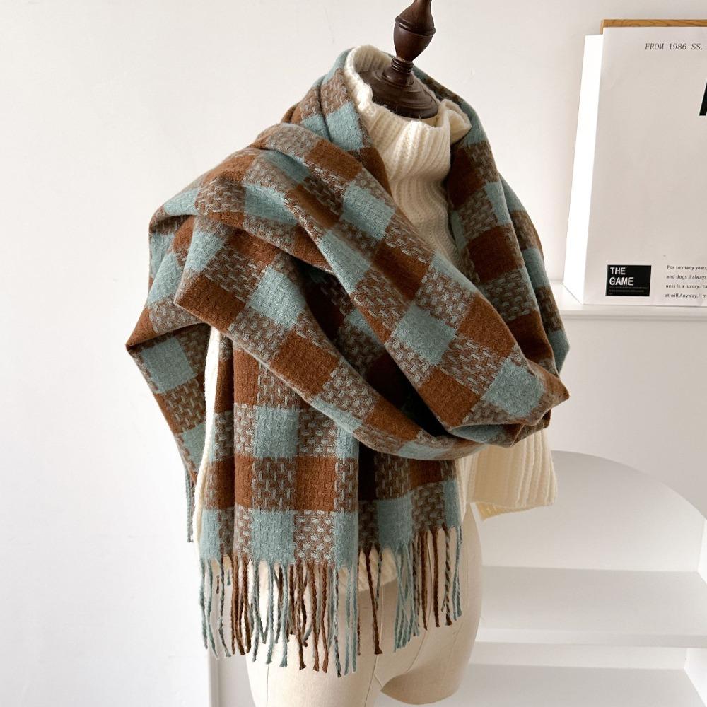 

Scarf autumn and winter women s high-end atmosphere new black and white plaid Korean couple warm thickened scarf men 190*62cm
