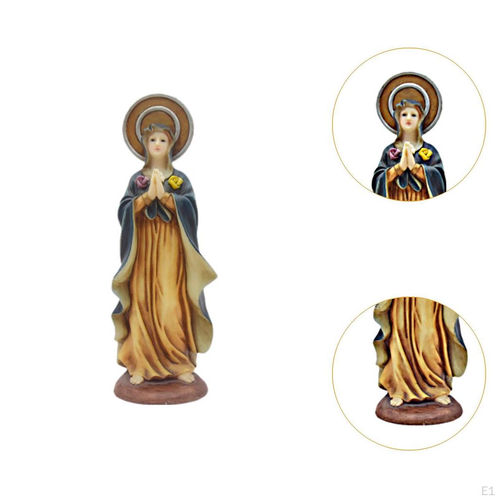 Mary Statue Religious Figurine Collectible Ornament Resin Sculpture for Indoor Table Centerpieces