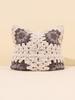 New Handmade Knitting Halloween Versatile Fashion Multi-Color Grandmother Grid Cat Ear Hat Adult Hat
