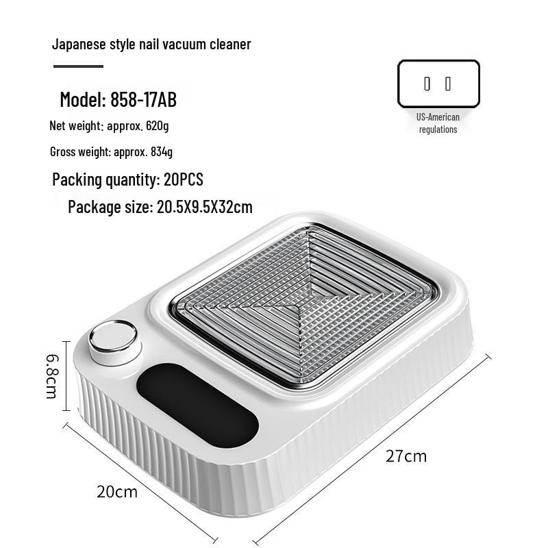 Japanese-Style Nail Vacuum Cleaner with Adjustable Speed, 80W, Includes Filter and Hand Pad