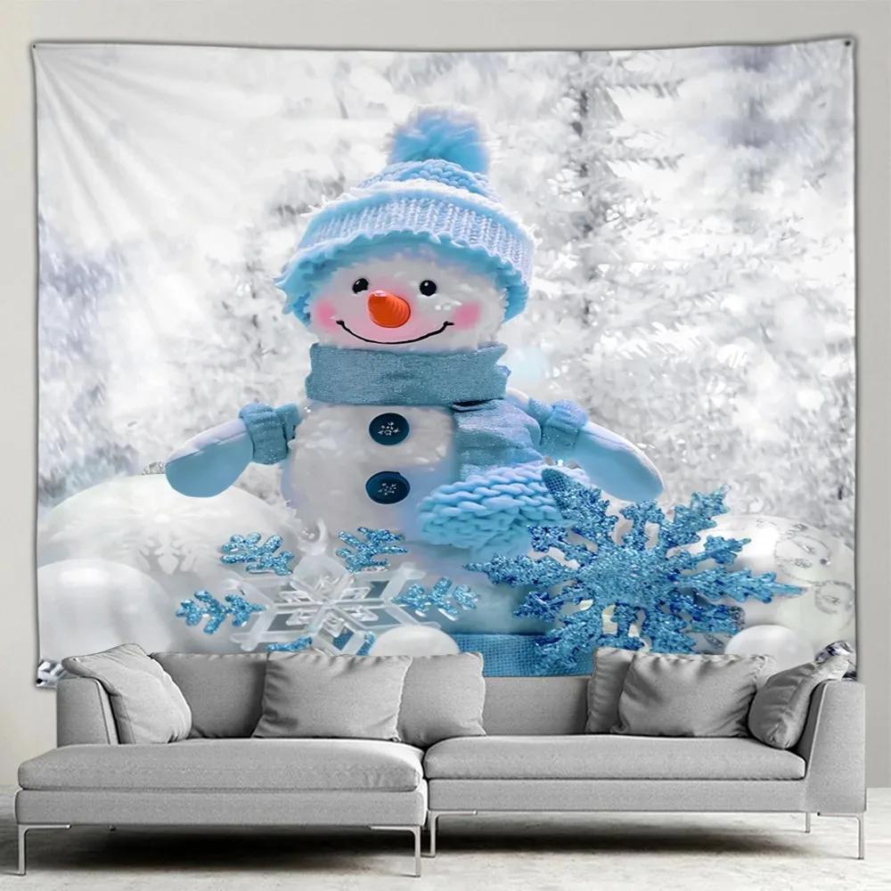 Christmas Tree Snowman Pattern Tapestry Bedroom Living Room Home Christmas Decoration