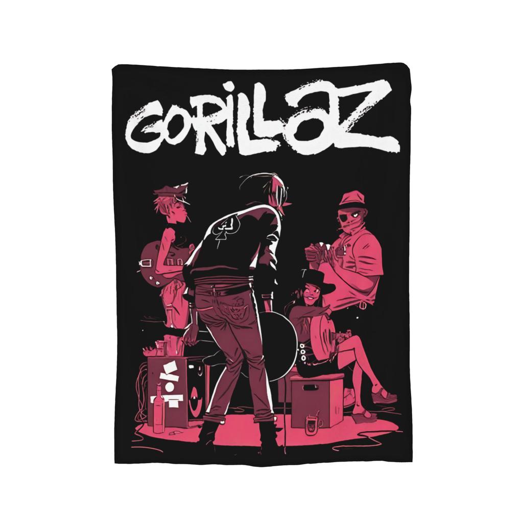 Gorillazs Rock Music Knitted Blanket Flannel Lightweight Throw Blanket for Outdoor Travel Bedroom Quilt