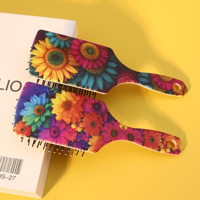 1 Piece of Vibrant Flower Print Pattern Comb - Anti-static, Gentle Hair Combing, Scalp Massage comb,Special for Real Hair Wigs