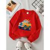 European sizes Cartoon Orange Truck Girls' Crew Neck Sweatshirt, Autumn Winter, Long-Sleeved, Casual Colors for Young Girls.