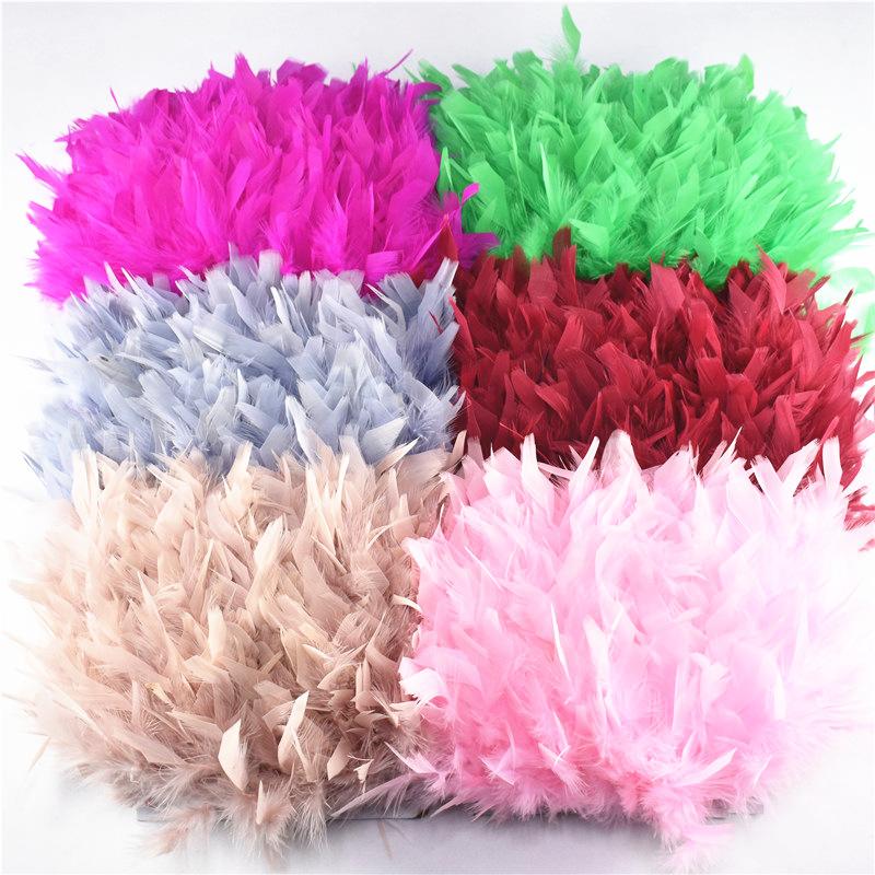 10Meters/Lot Turkey Feather Fringe Trim 4-6Inch Marabou Feathers Trimming Skirt Dress Trims Ribbon Feathers For Crafts