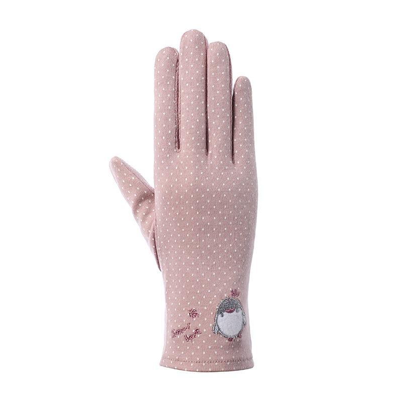 Sunscreen Gloves Spring and Summer Women's Fabric Embroidery Touch Screen Gloves Driving Breathable Outdoor Sunshade Riding Gloves