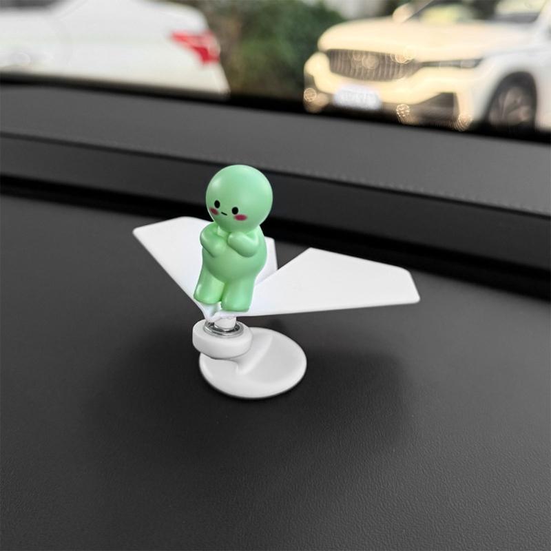 Solar Powered Rotating Airplanes Car Accessory Dashboard Decoration ABS Craft with Secure Silicone Mount for Long Travel