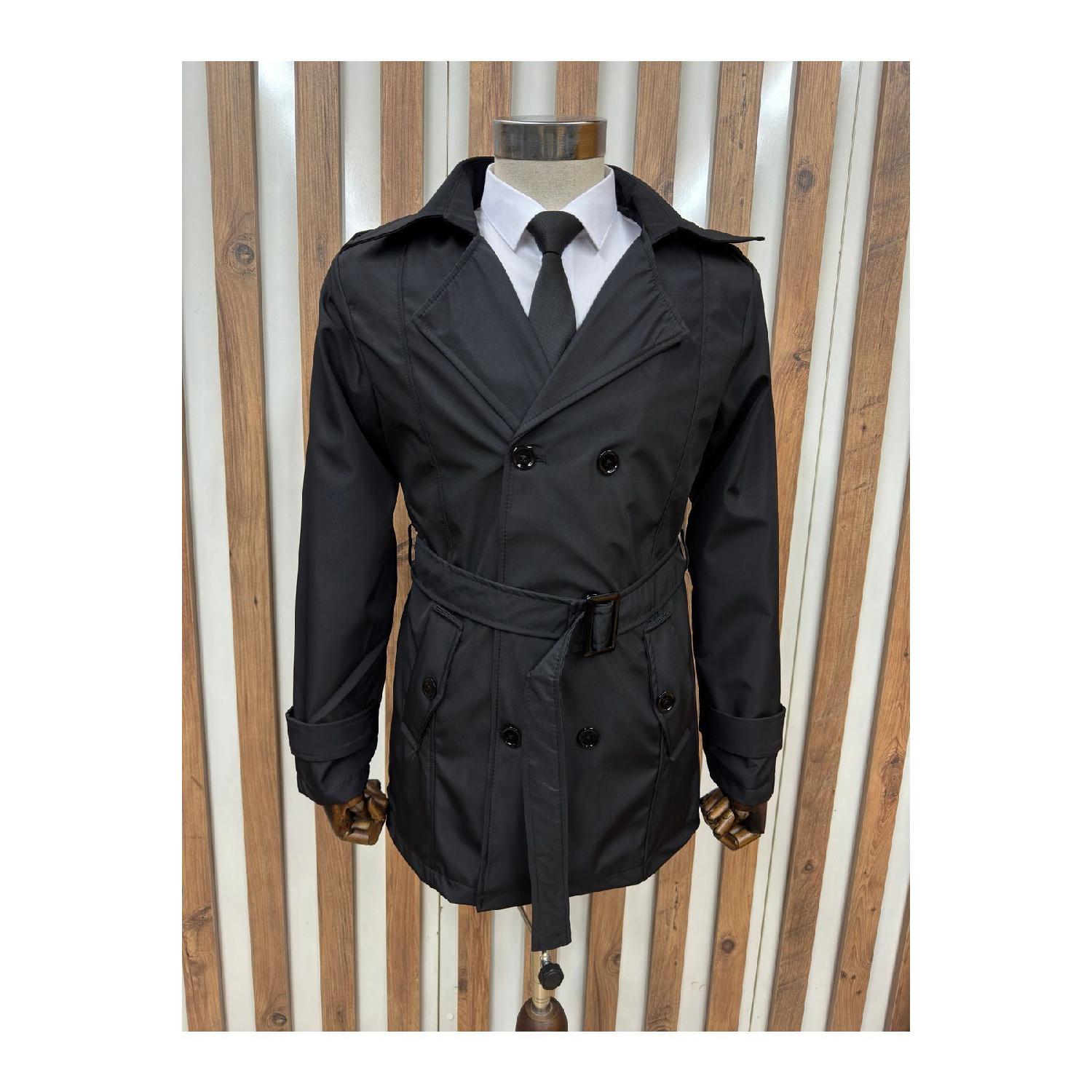 

Водоотталкивающий двубортный тренч стандартного кроя S чёрный