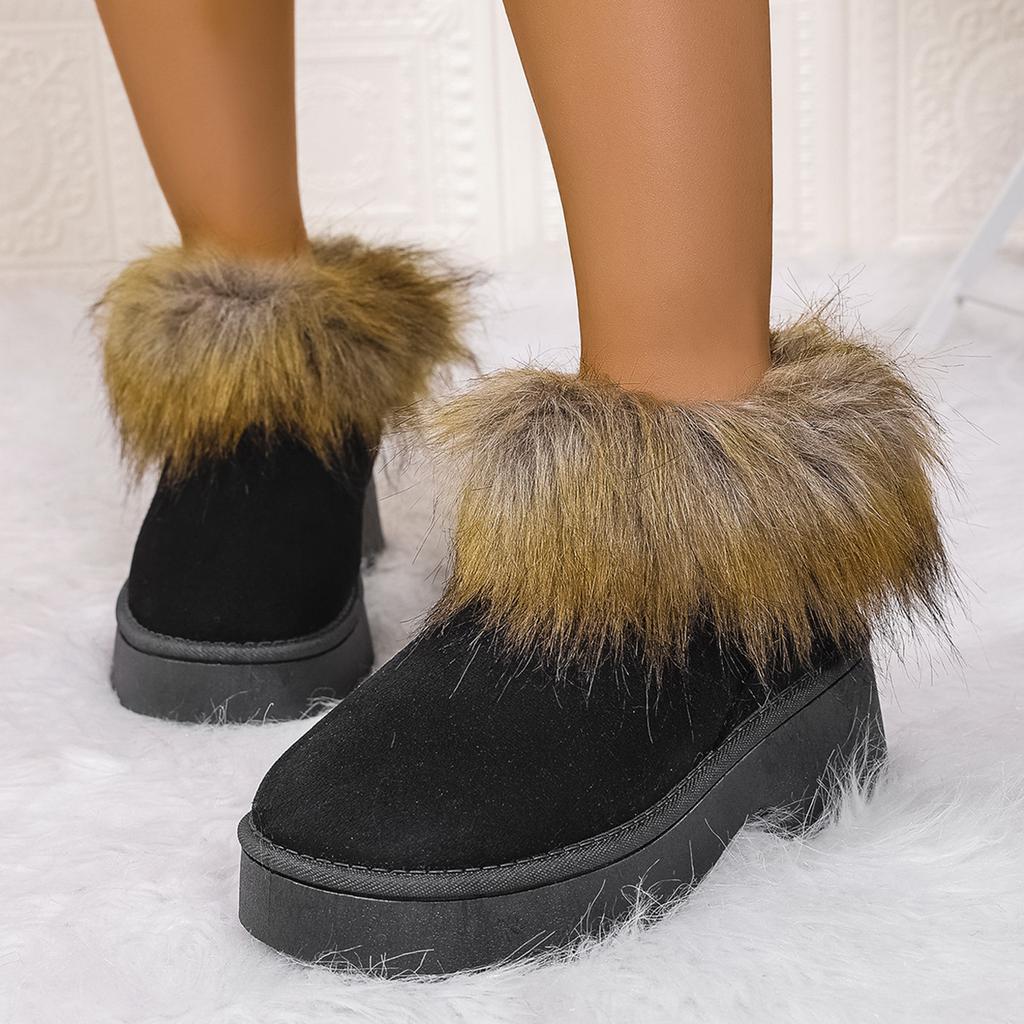 Fashion Winter 2026 New Style Round Head Women Snow Boots with Warm and Comfortable Non-slip Suede Wool Thick Soled Female Cotton Boots