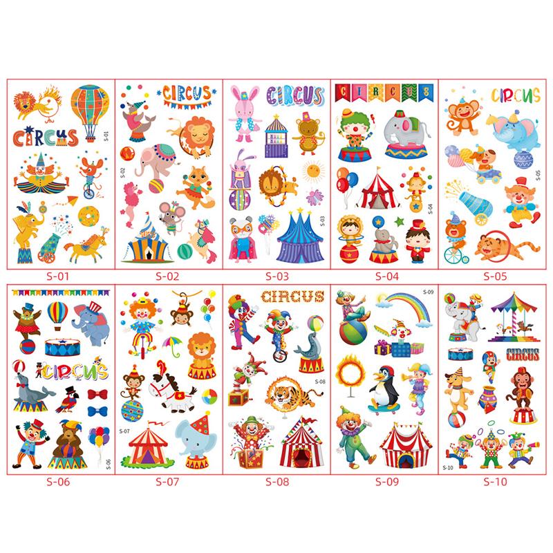 10 Sheets/Set Animal Dinosaur Space Watch Children's Tattoo Stickers Face Arm Body Waterproof Temporary Tattoo for Kids Gift