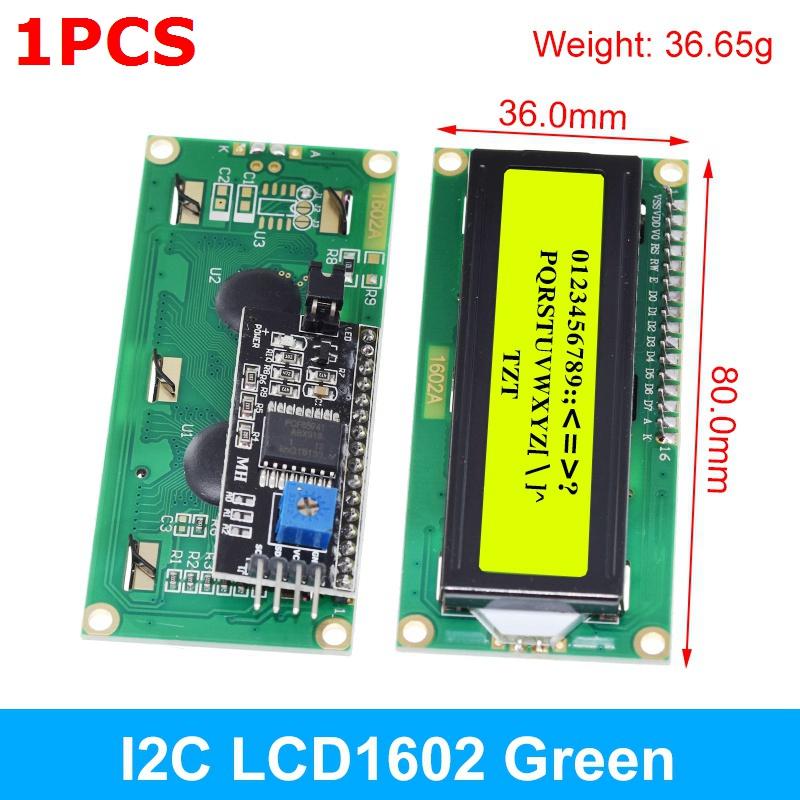 LCD1602 1602 LCD-Modul Blau/Gelb Grüner Bildschirm 16x2 Zeichen LCD-Display PCF8574T PCF8574 IIC I2C Schnittstelle 5V für Arduino