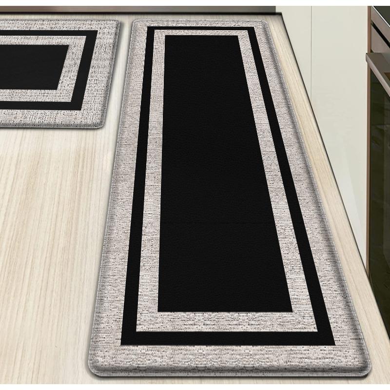 Tapis de sol de cuisine en PVC épais anti-fatigue, double cadre, imperméable, résistant à l'huile et antidérapant, cuir
