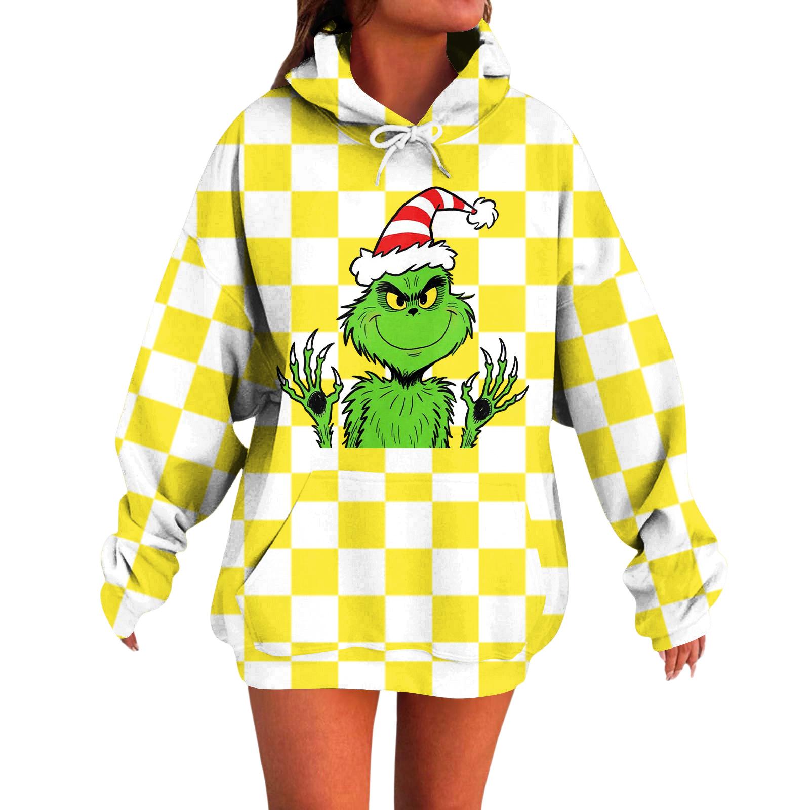 

Женский свободный удобный повседневный модный свитшот с капюшоном и рождественским принтом S