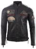 Men's Real Leather Racing Biker Jacket (CXUS) - Black