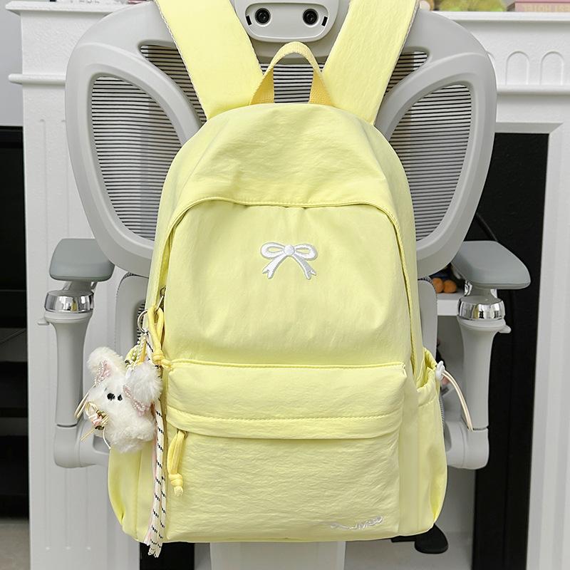Schultasche Koreanische Version ins einfarbiger Rucksack Damen einfacher Rucksack mit großer Kapazität Schleife Schülerschultasche modisch vielseitig Freizeitrucksack