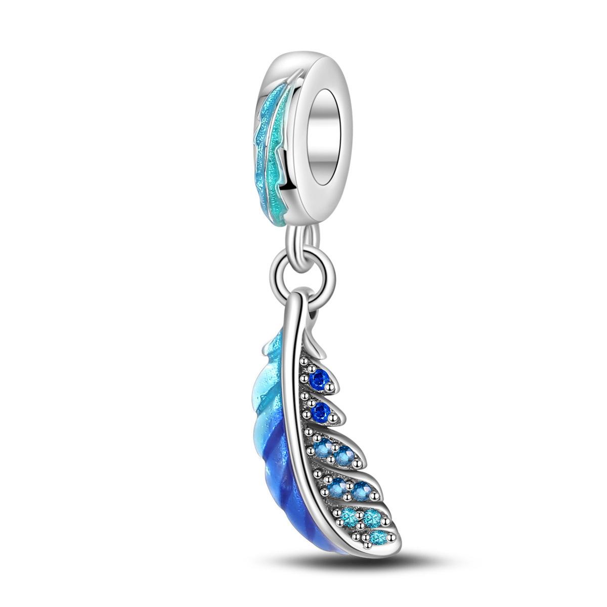 

Подвеска из бисера Серия Перо Голубая масляная капля Подвеска Медный посеребренный браслет ожерелье бусины