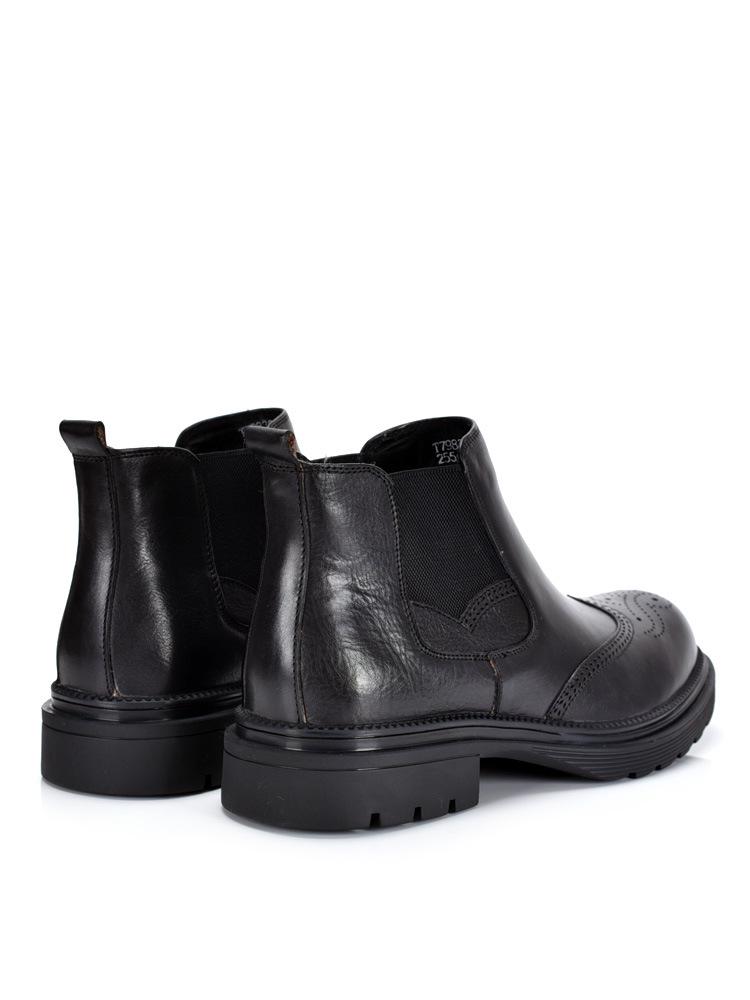 Men's Genuine Leather Chelsea Boots - Velvet Lined, Breathable, Trendy Mid-Top Martin Style