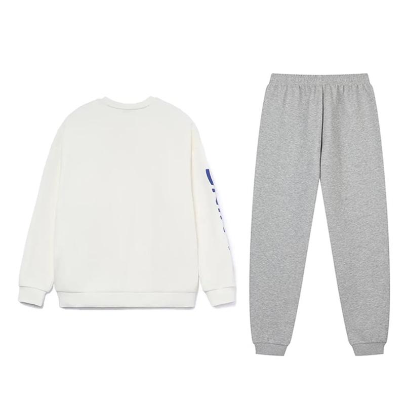 Li Ning Letter Logo Print Loose Comfortable Warm Sweatshirt Casual Sports Suit Unisex Sweatshirt Off-White Blue Coin-Grey AWDTE67-3+AKLVJB3-1