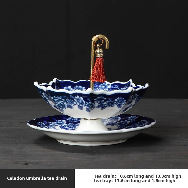

Creative Umbrella Tea Leak Kung Fu Tea Set Ceramic Filter Chinese Style Tea Separator Desktop Ornament Gift селадоновый
