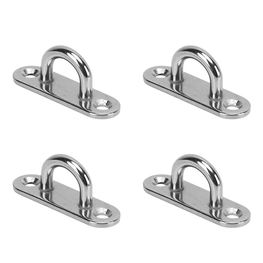 4 Pack Oval Hammock Hanging Pad Eye Plate Wall Mounting Stainless Steel Sun Sail Ceiling Hook Plate