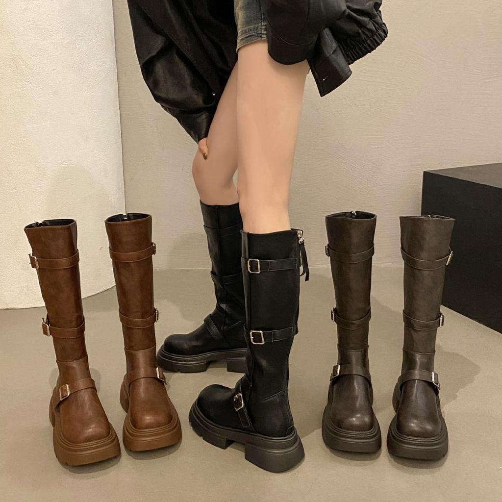 Brown Boots Women's 2025 Autumn and Winter New Thick-soled But Knee-high Knight Boots Maillard Slim Long Boots