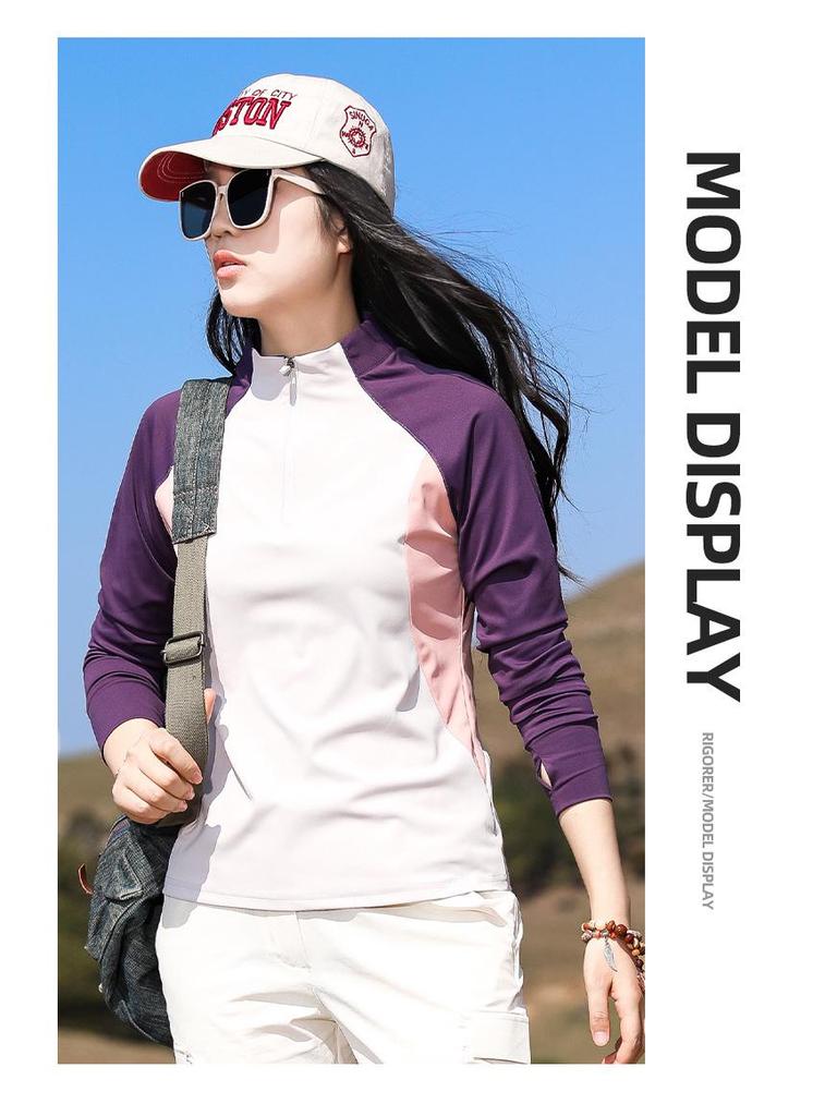 Quick-Dry Women's Long Sleeve Outdoor Sport T-Shirt – Sun Protection, Skin-Friendly, Elastic Fit for Running, Hiking, and Fitness.