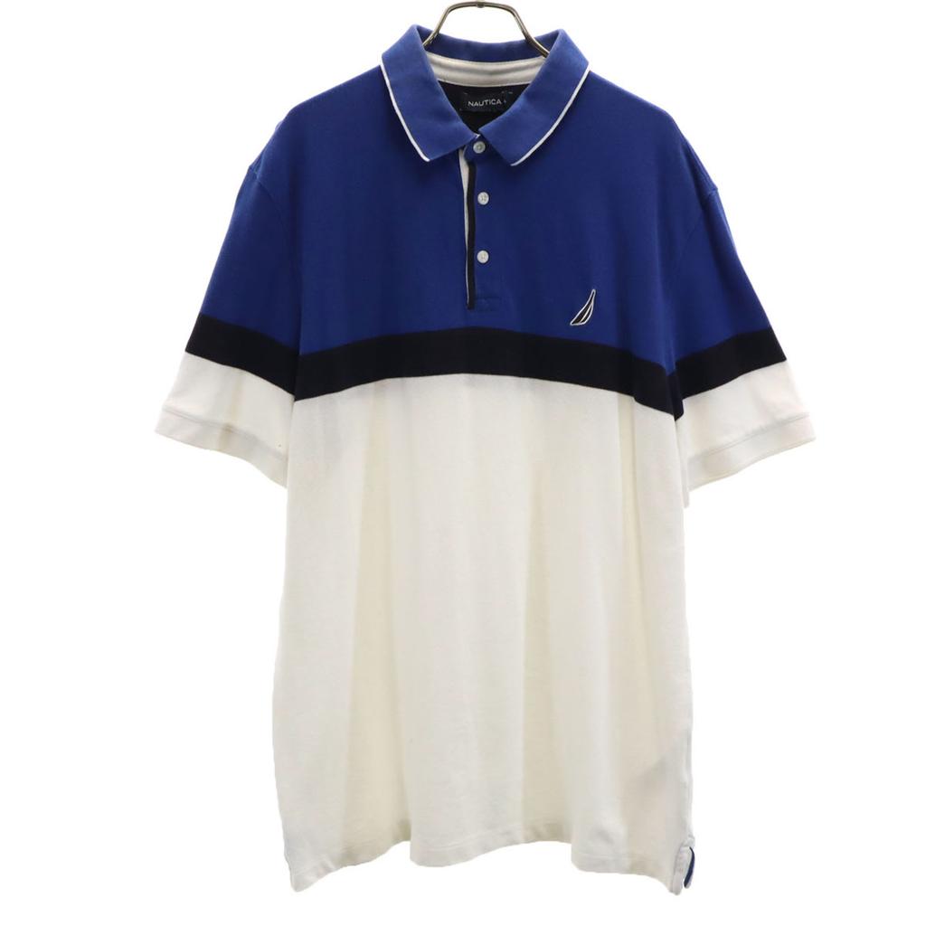 NAUTICA Color scheme Short sleeve Polo shirt XL white Fawn Men's Used