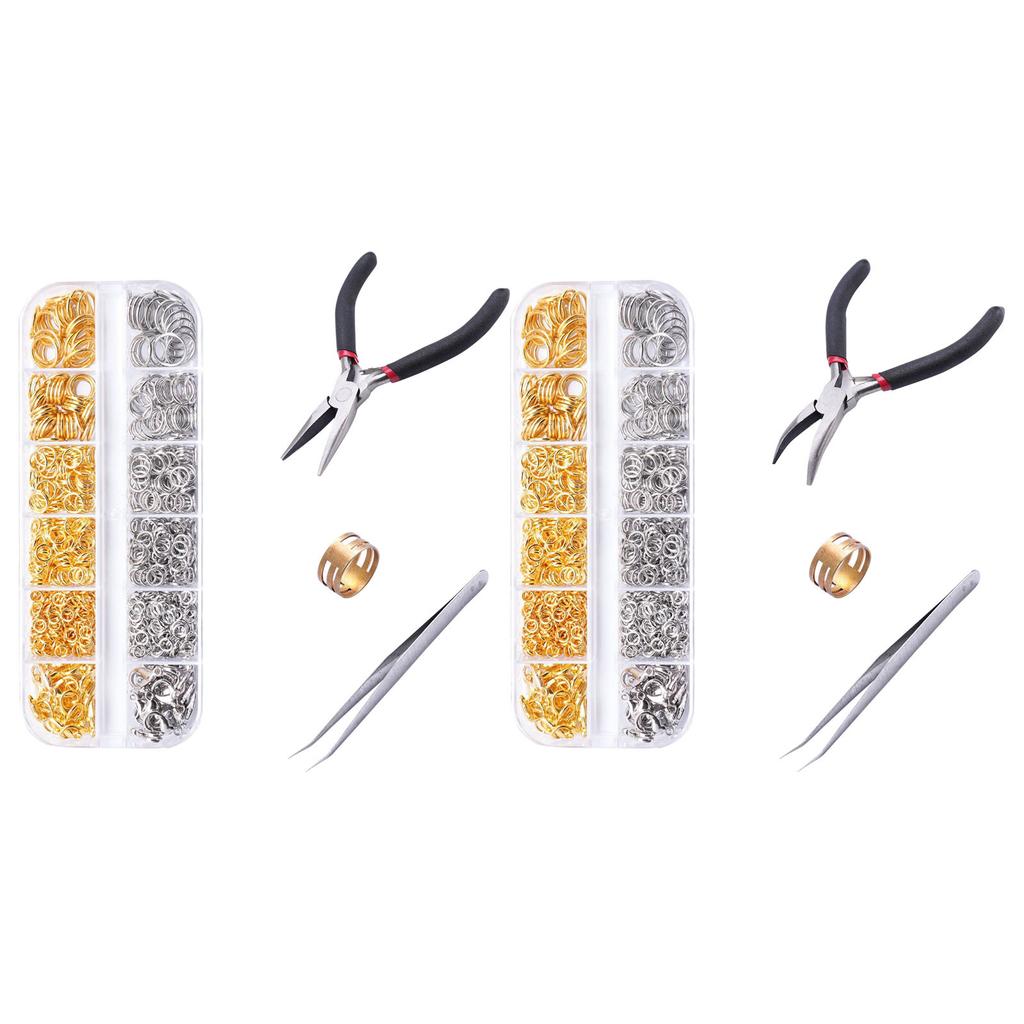 DIY Sada na výrobu šperků – 12-přihrádková krabička s kroužky, karabinkami a nástroji pro korálkování a řemeslné projekty