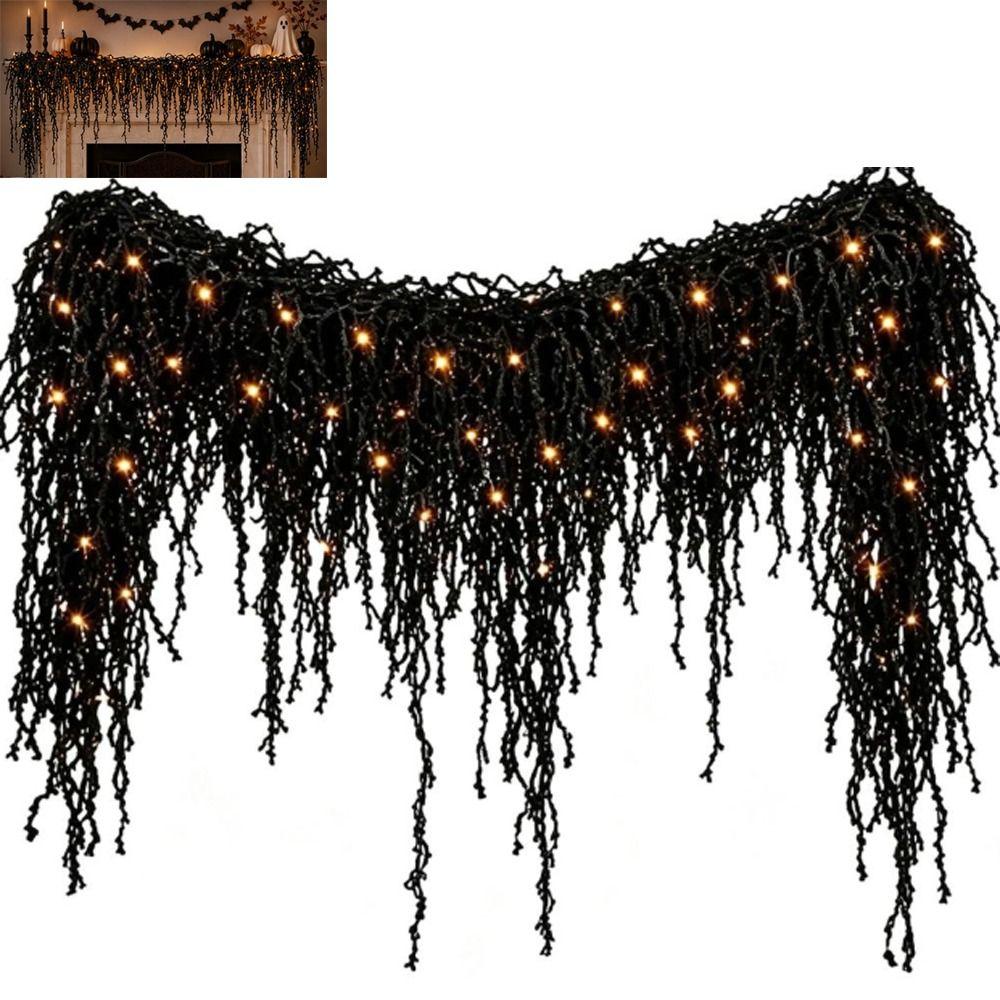 Warm White LEDs Gothic Vine Garland with LED Lights Artificial Autumn Hanging Display Mantel Decor