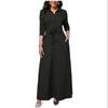 Rochie Maxi cu Mânecă Lungă, Croială A, cu Șnur în Talie, pentru Femei