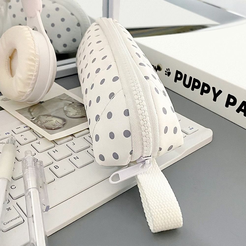 Polka Dot Design Pen Bag Portable Pencil Pouch Stationery Organizer School Supplies