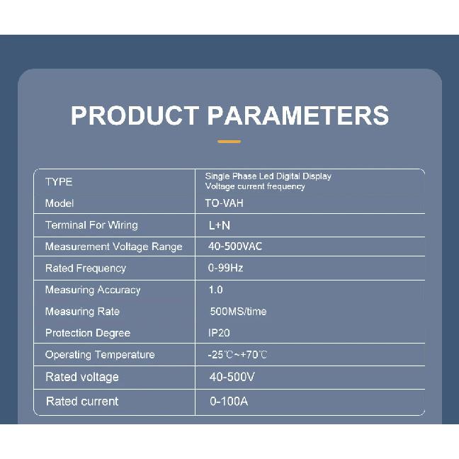 Din Rail 3in1 Single Phase Ampere Voltage Frequency Meter Ac 0-99Hz 100A Voltmeter Indicator LED Digital Display 110V 230V TOMZN