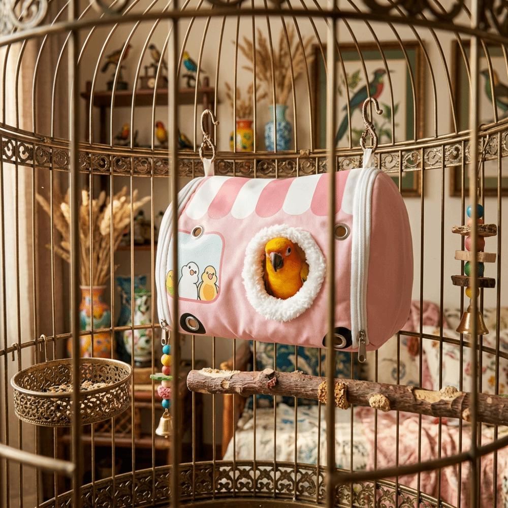 Warm Bird Sleeping Cushion Chew-Proof Hanging Parrot House Washable Parrot Warm Nest for Cage