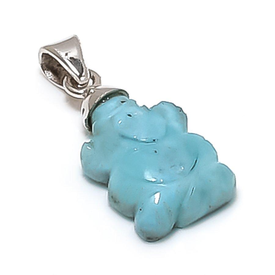 

Natural Larimar Gemstone Handmade 925 Sterling Silver Jewelry Pendant 1.10 I0Y07