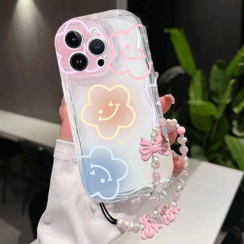 Phone Case For IPhone 17 Air 16 15 14 13 Pro Max Plus 11 12 13 Mini X 7 8 IPhone17 Luxury Cartoon Bow Bracelet Chain Cover Funda