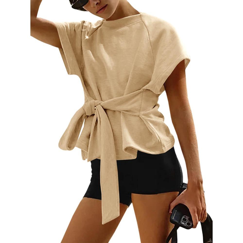 Lady's New Summer Loose Round-neck Lace-up Bow-front Hoodie