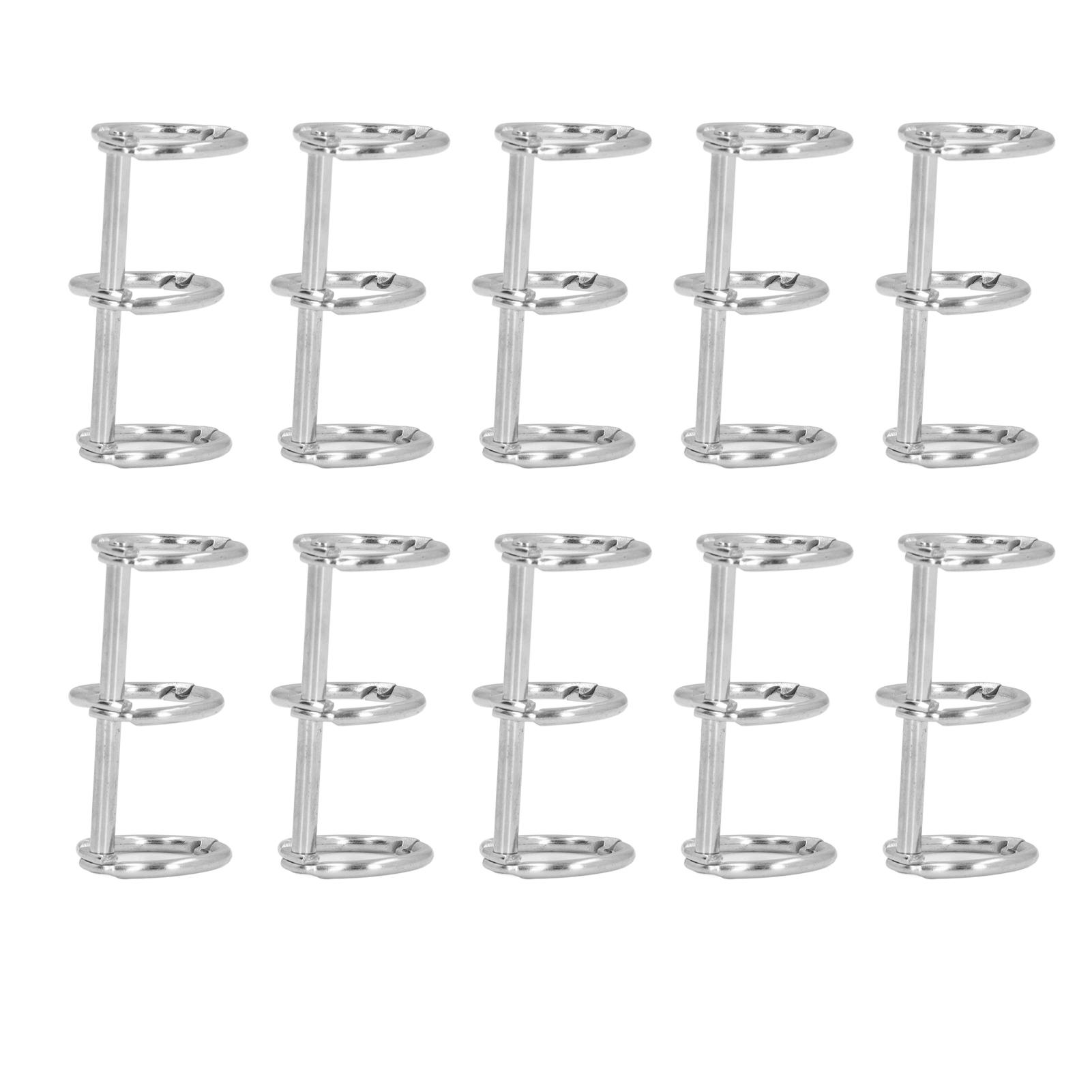 

10Pcs 3 Ring Metal Loose Leaf Binders Stainless Steel Book Rings Photo Album Binding Spines for Notebook Travel Diary