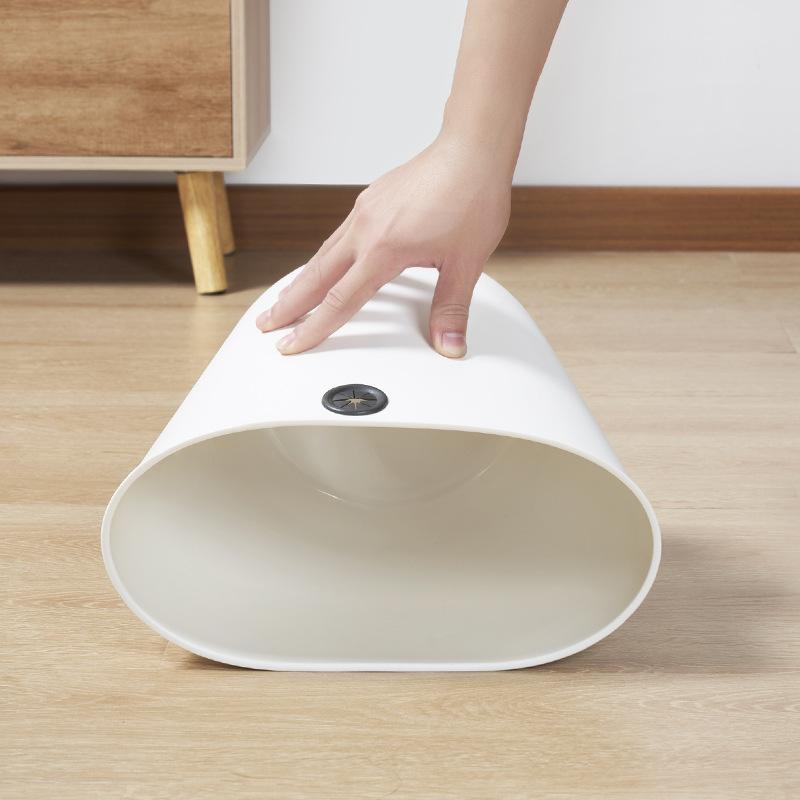 Minimalist White Round Trash Can No Lid With Round Hole For Securing Trash Bag Waste Paper Basket Living Room Household Use