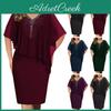 Halsumfang Damen Plus V-Ausschnitt Asymmetrisches Kleid mit Überwurf Pailletten Chiffon Kleid S5XL
