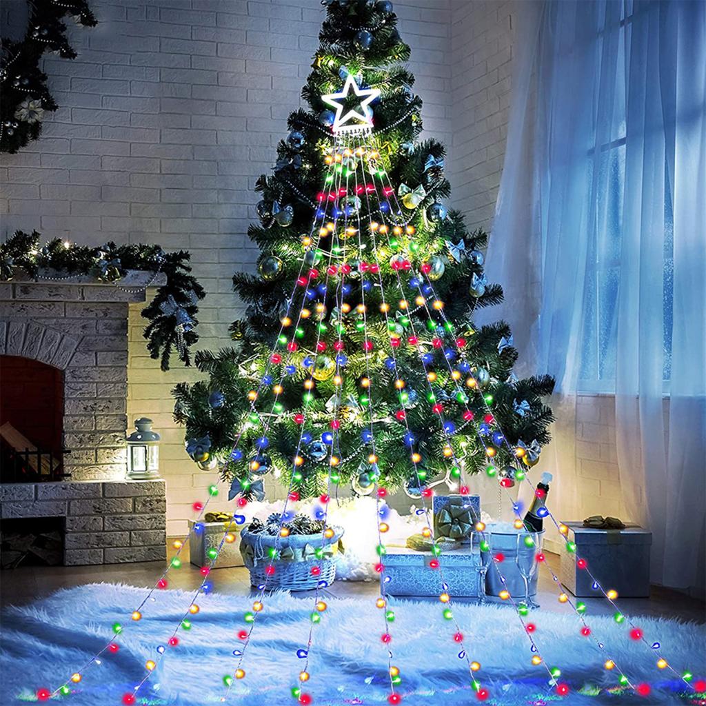 Outdoor Christmas Decorations Solar Star Light String 350LED Tree Light 8Modes Lighting Mode Yard Festival Valentine Party Decor