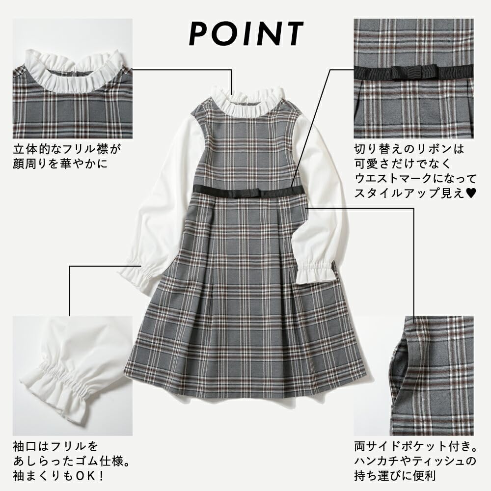 Ever Closet Formal Perfect for School Entrance and Size Gray Children's Clothing, Girls' Dress, Graduation, 90,