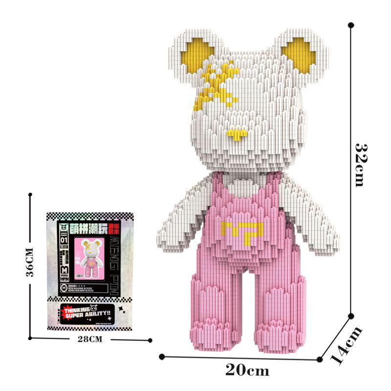 32Cm Kawaii Bear,Assembly Toys,Creative Small Particles Construction Blocks,Ornaments, Household Decor,Toys For Gifts,More Than 4000Pcs