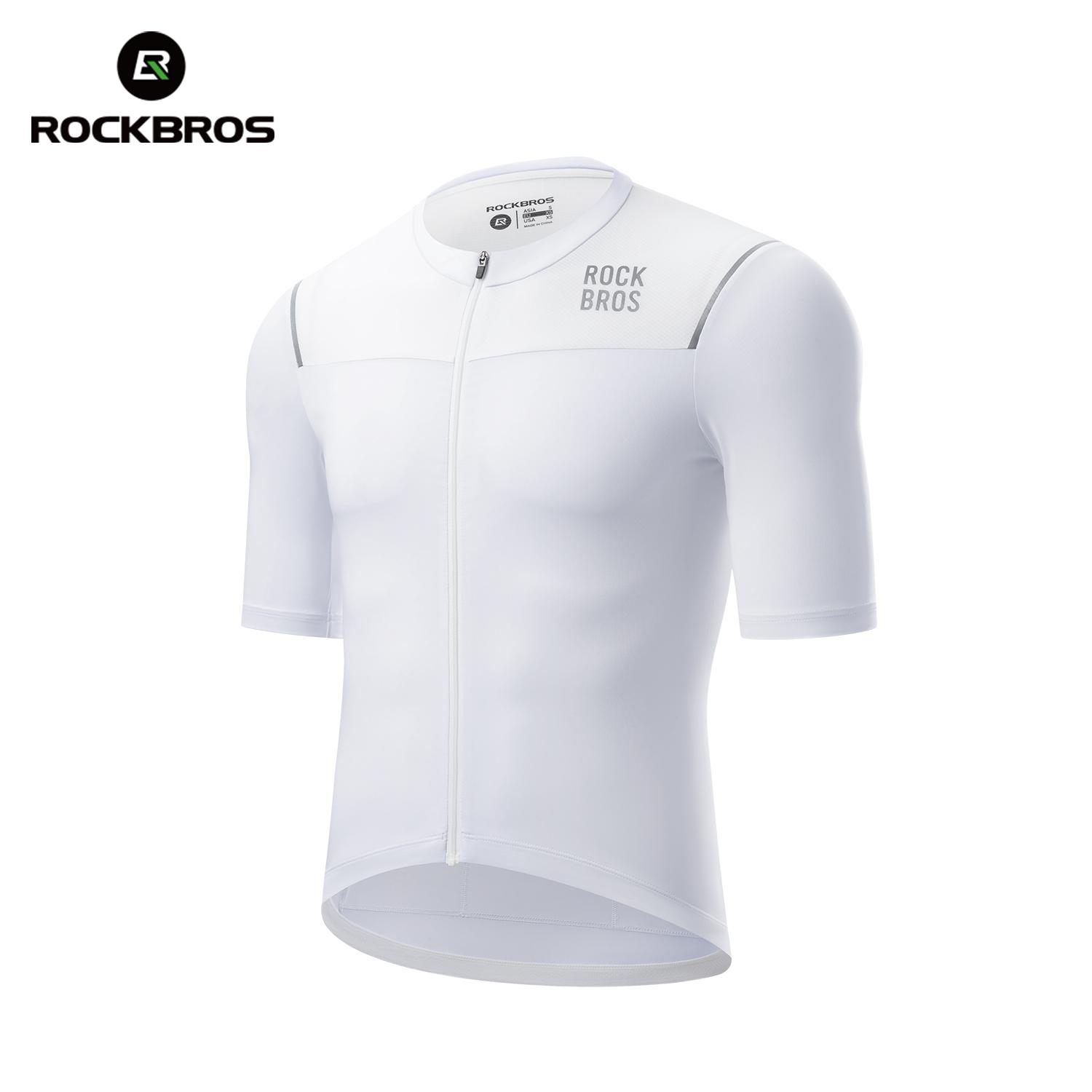 ROCKBROS Cycling Jersey Men s Cycling Short-Sleeve Jersey Breathable High Elasticity Slim-Fit Bike Top with Classic Three Pocket S