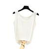Spring/Summer Women's White Cotton Racerback Tank Top - Sleeveless Camisole Knitted Base Layer