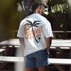 Men's Palm Print Summer Short Sleeve Fitness T-Shirt Unisex Oversized Muscle Gym Workout Casual Sport Tee Top