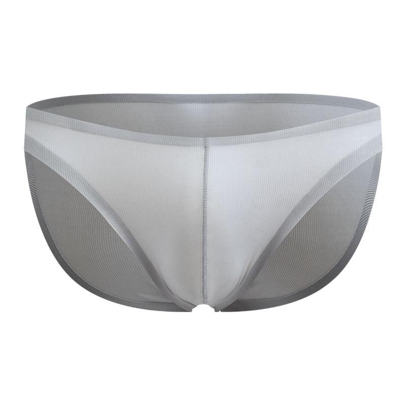 Men'S Briefs Seamless Ultra Thin Ice Silk Translucent Underwear U Convex Pouch Underpants Summer Breathable  Bikini Underpants