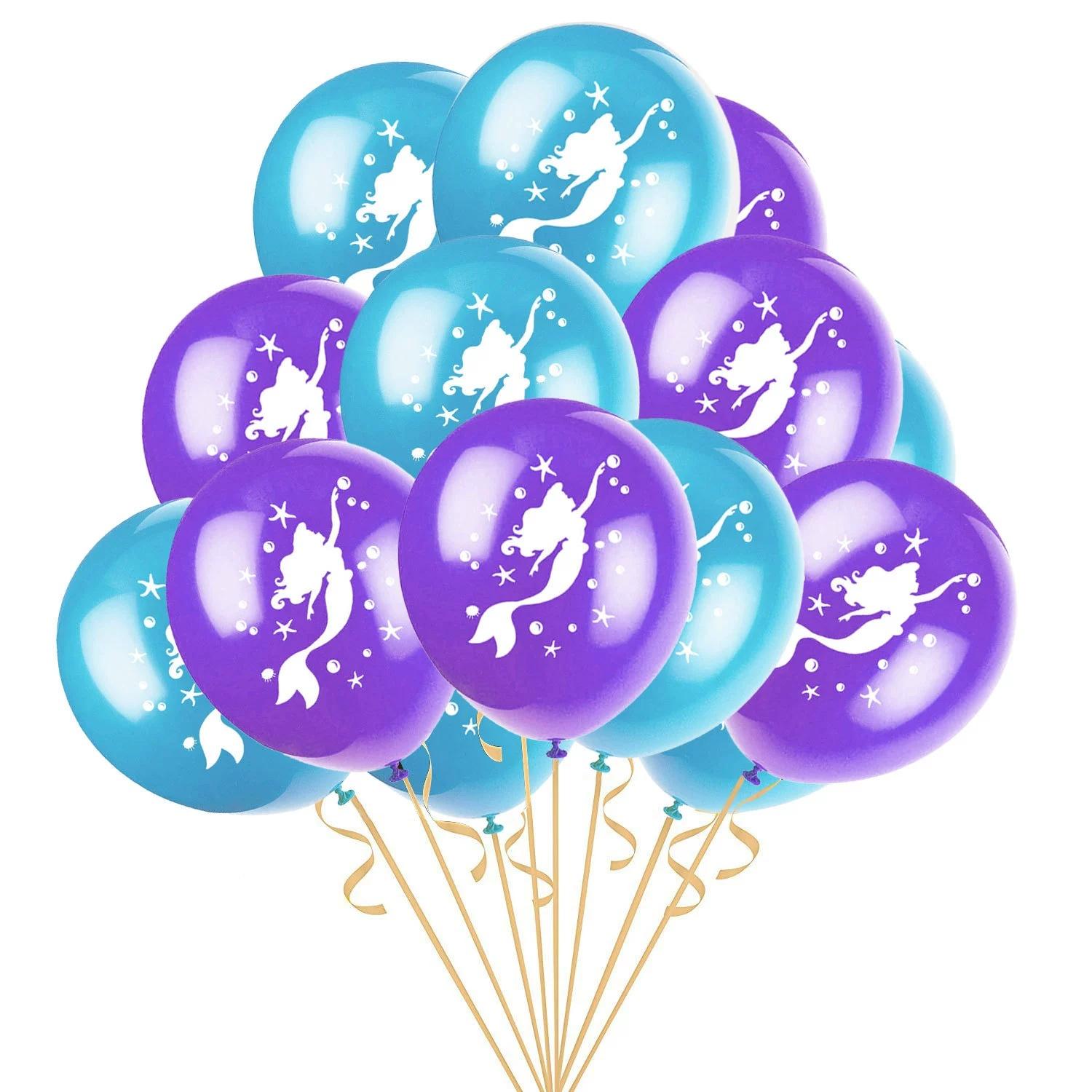 

12pcs Mermaid Balloon Printed Colorful Shell Latex Blue Purple Ocean Balloon Mermaid Party Decoration Supplies 12INCH