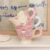 1Pc 180ml Hand-Painted Bowknot Ceramic Coffee Cup, Hand-Pressed Flat Handle Mug, Suitable for Coffee Shop Latte Hand-Ground Coffee Cup,